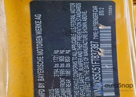 2015 Mini Cooper z USA, uszkodzony, nr VIN WMWXS5C51FT837387